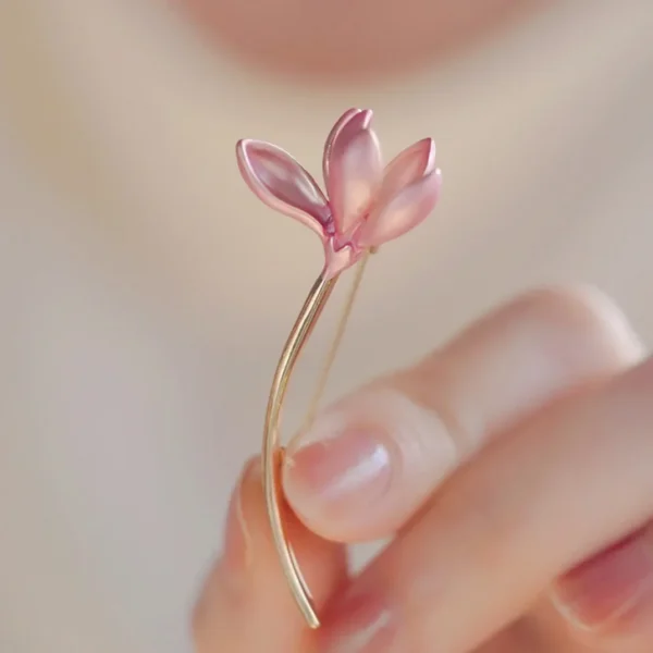 Pink Lotus Flower Brooch Pins