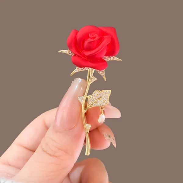 Elegant Gold Color Rose Flower Brooches - Image 11