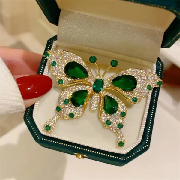 Retro Green Emerald Crystal Butterfly Brooches - Image 5