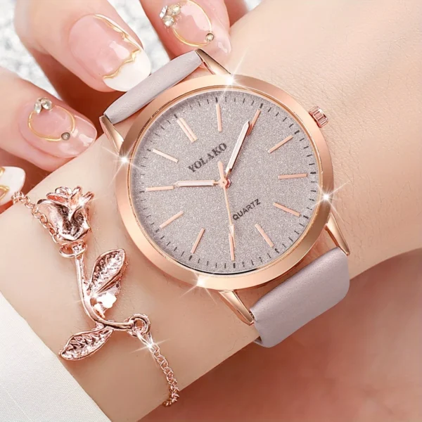 2PCS/Set Women's Quartz Watches Rose Flower Bracelet - Image 3