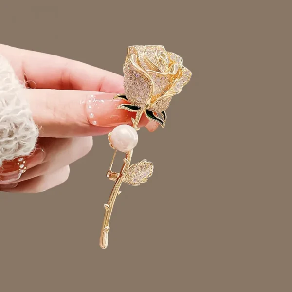 Elegant Gold Color Rose Flower Brooches - Image 27