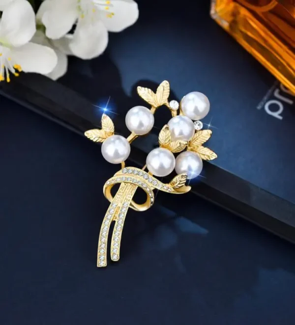 Elegant Gold Color Rose Flower Brooches - Image 13