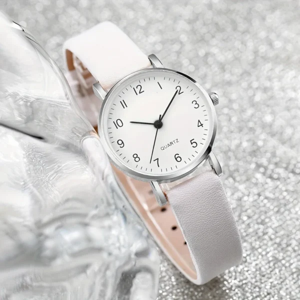 6PCS/Set Fashion Women's Quartz Watch Leather Band Analog Quartz Watches with Diamond Jewelry(Without Box) - Image 4