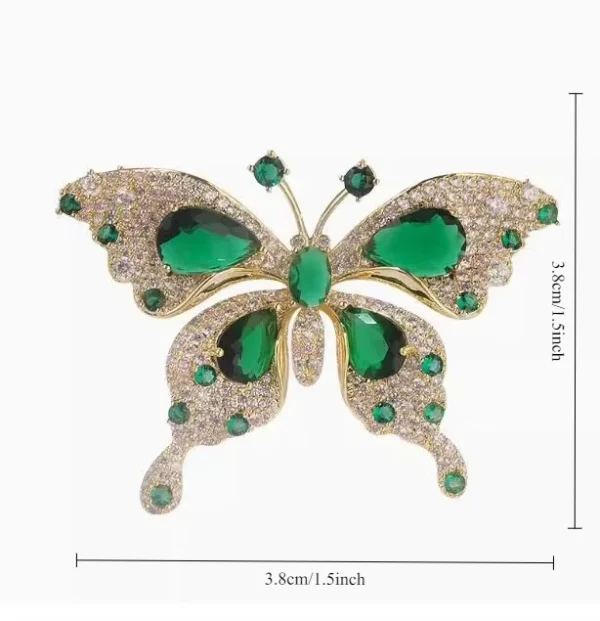 Retro Green Emerald Crystal Butterfly Brooches - Image 6