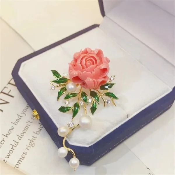 Elegant Pink Peony Brooches - Image 4